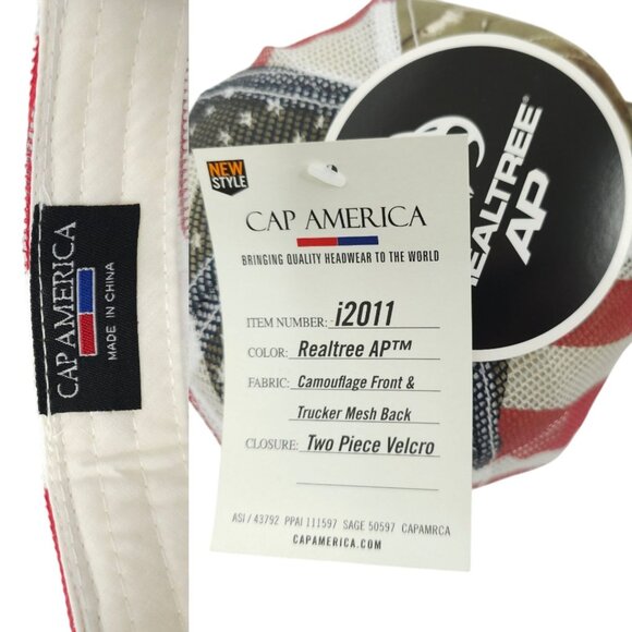 USA Truck Realtree AP Camo Flag Mesh Strapback Cap Trucker Baseball Hat America - Picture 8 of 13